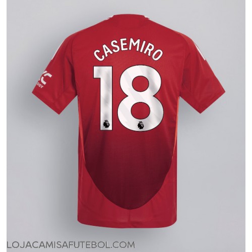 Camisa de Futebol Manchester United Casemiro #18 Equipamento Principal 2024-25 Manga Curta